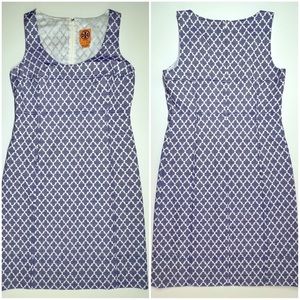 Tory Burch Sheath Dress Blue & White Size 6